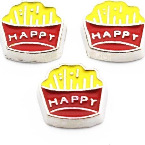 Hot Sale 10pcs Metal Enamel Love Chips Happy Floating Charms For DIY Living Glass Memory Lockets Necklace Jewelry Making