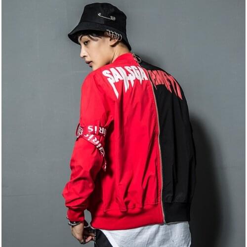 New Autumn Coats Men Jacket Overcoat Mens Jacket Male Black Red Stitching coat