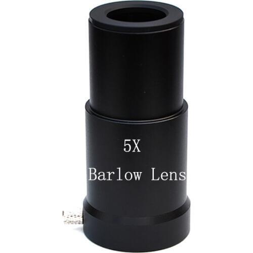 1.25inch 5X Barlow Lens Aluminum Alloy Frame FMC Green Film Coated Optical Glass Lens for Astronomical Telescope Eyepiece