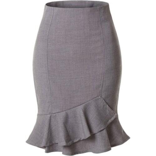 Fashion Women Skirts Vintage Mermaid Skirt High Waist Solid Color Package Hip Slim Tight Skirt Fishtail Skirt Office Lady