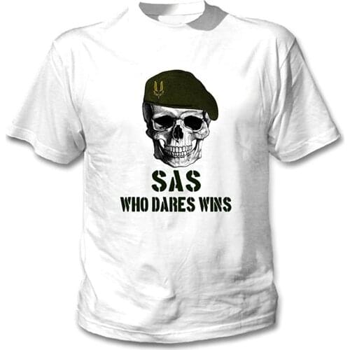 Mens SAS British Special Forces White T-Shirt Short Casual 100% COTTON O-Neck Mens T Shirts