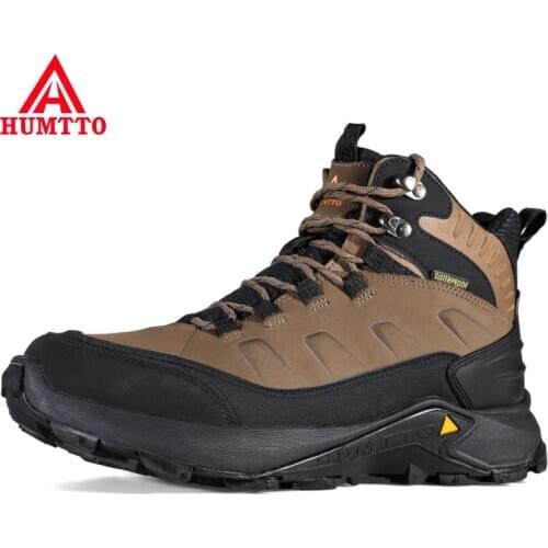 HUMTTO Genuine Leather Mens Hiking Shoes Waterproof Climbing Athletic Men Women Shoes Outdoor Trekking Tourism Sneakers Big Size