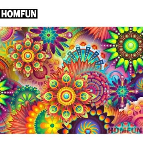 HOMFUN Full Square/Round Drill 5D DIY Diamond Painting "Multicolor flowers" 3D Embroidery Cross Stitch 5D Home Decor A01094
