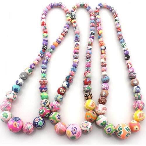 19.5" Handmade Graduate Size Polymer Clay Beads Choker Necklace 5pcs/Lot Free Shipping