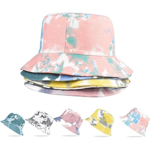 New Fashion Bucket Hats Tie-dyed Printed Hat Unisex Outdoor Cap Summer Shade Sports Caps Men/Women Sunscreen Hats for Audlt