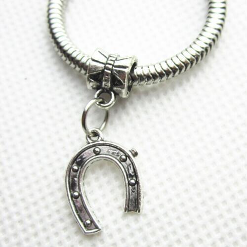 50pcs/lot horseshoe hoof charms hanging charm big hole pendant beads charm fit pando bracelet diy jewelry dangle charms