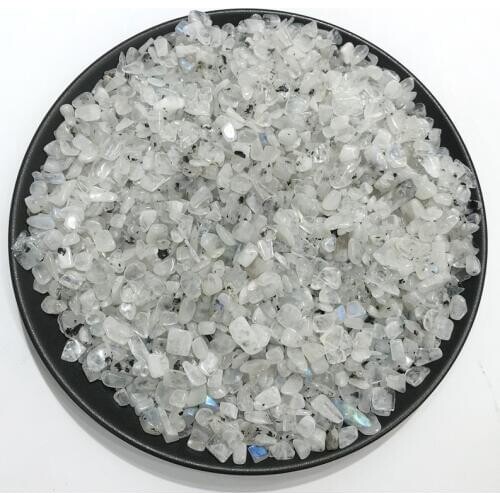 Drop Shipping 100g Natural White Moonstone Crystal Gravel Rock Quartz Labradorite Crystal Decor Natural Stones and Crystals