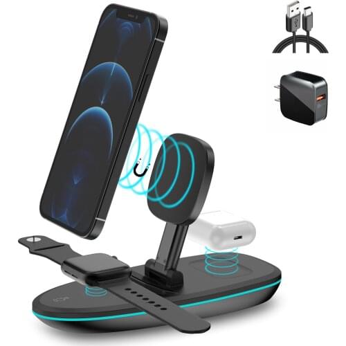Qi 15W Magnetic Fast Wireless Chargers Stand For Apple Watch SE 6 5 4 3 AirPods Pro For iPhone 12 12 Pro XS Wireless Chargers