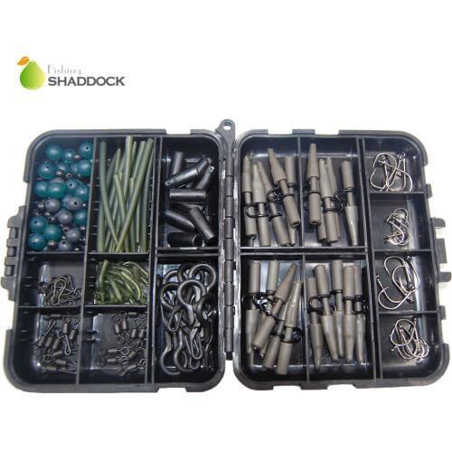 Shaddock fishing 160PCS/Box Fishing Accessories Beads/Hooks/Tubes/Swivels Baiting Terminal Rigs Carp Fishing Tackle Boxes