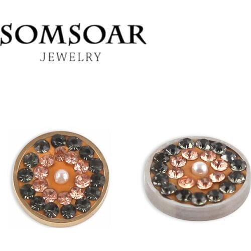 Somsoar Jewelry Newest Flowers 12mm Extra Small Interchangeable Magnet Coin Stainless Steel for Cambio Bracelet 10pcs/lot