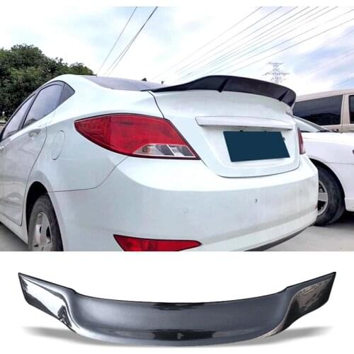 Car Trunk Spoiler Carbon Fiber FRP Auto Rear Trunk Wing R Style Refit Accessories Spoiler For Hyundai Verna Accent 2010-2016