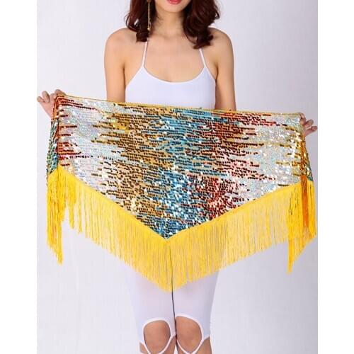 Adult Belly Dance Hip Scraf Multi-Color Sequin Tassel Indian Dancing Waist Chain Women Belly Dance Performance Clothes
