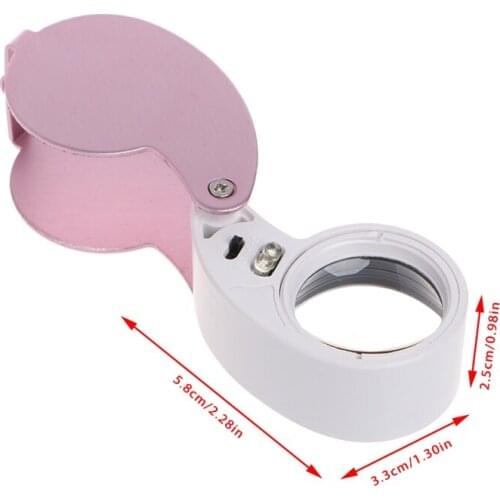 40X 25mm Glass Magnifying Magnifier Len Jeweler Eye Jewelry Loupe With LED Light R2LE