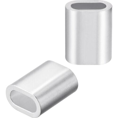 Uxcell 100Pcs M5 Aluminum Oval Sleeve 5.4mm(7/32 inches) Steel Wire Rope Crimping Sleeves Clips Cable Ferrules Tool Parts