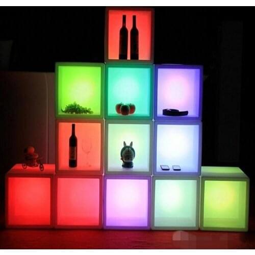 Led Furniture Waterproof Luminous Display Case 40CMx40CMx40CM Cube Seat Chair Rechargeable Ice Buckets Cabinet Bar Disco Supply
