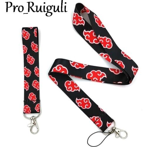 30pcs Naruto Clouds hand Wristlet Keychain Lanyards Cool Neck Strap Phone Keys ID Card Holder For Keys DIY Hang Rope decorations