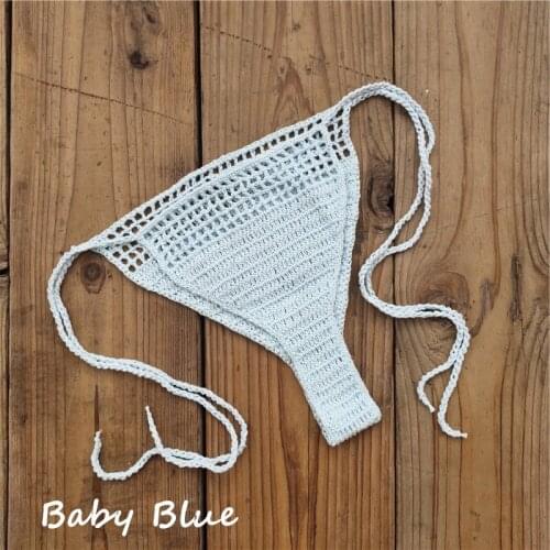 Hand Crochet Lace Thong String Applique Mini Bikini Swimwear Sunbathing Bikini