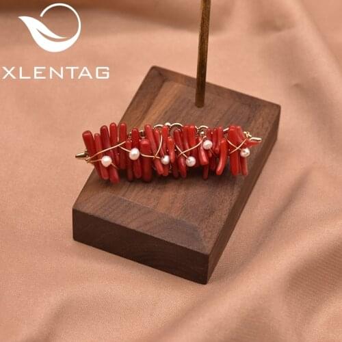 XlentAg new Handmade Natural Freshwater Pearl Coral Hairpin Decoration women Wedding Banquet Gift fine Fashion Jewelry GH0056