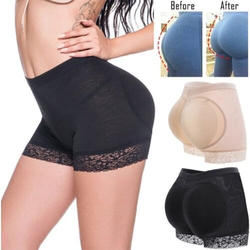 Women Seamless Push Up Padded Butt Lifter Panties High Waist Underwear Mesh Body Shaper Boyshort Lace Trim Hip Enhancer