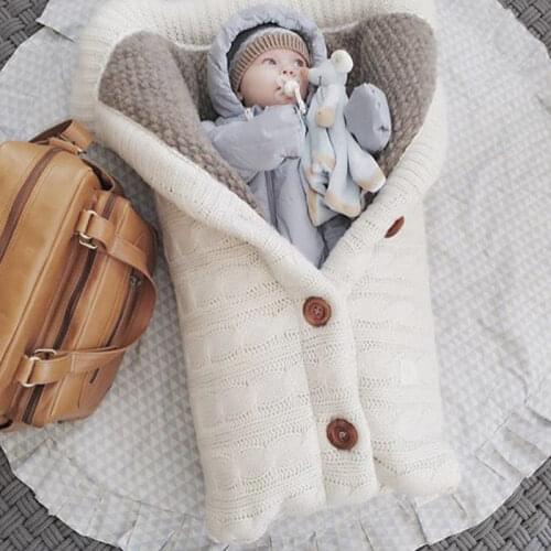 Winter Baby Sleeping Bunting Bag Envelope Kids Sleepsack Footmuff for Stroller Knitted Sleep Sack Newborn Swaddle Knit Wool