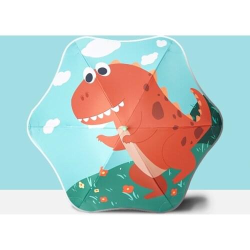 New Creative Cartoon Rounded Corner Childrens Anti-pinch Safety Reflective Fiber Wind-resistant Umbrella with Long Handle Gifts