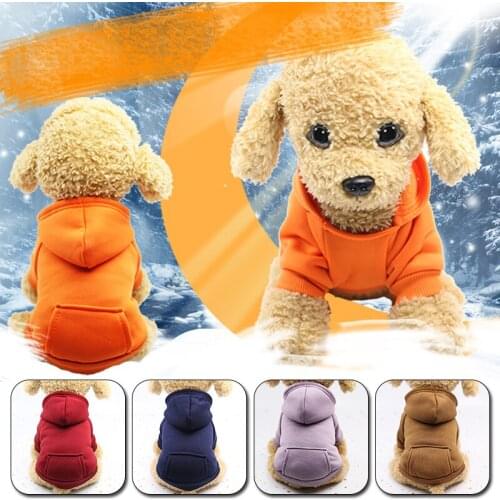1pc New Cute Solid Color Hoodie Dog Clothes Winter Warm Pet Clothes For Dogs Coat Jacket Cotton Clothing For Dogs Pets Clothing