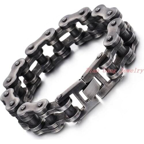 23CM*18MM Wide Stainless Steel Bracelet Men Biker Bicycle Motorcycle Chain Mens Bracelets Mens Bracelets & Bangles