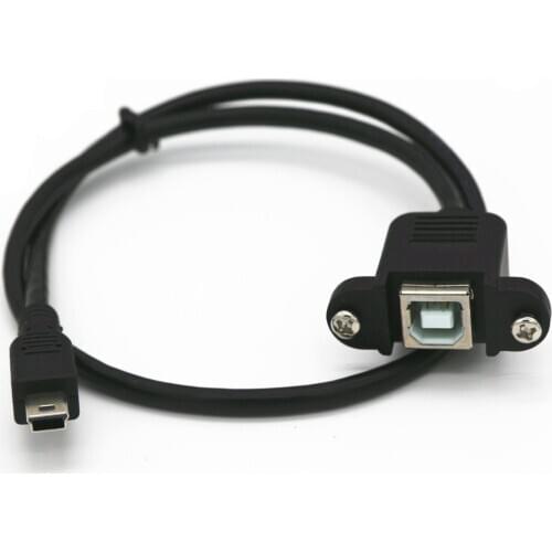 Mini-USB 5pin Mini USB 2.0 Male to USB 2.0 B Type Female Connector Cable 30cm 50cm With Panel Mount Hole cables