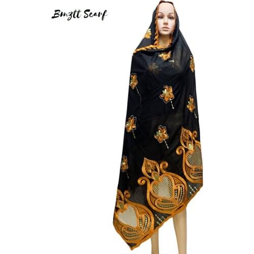 African Womens Outdoor Cotton Inlaid With Diamond Wrapped Head Scarf 210x110cm Muslim Fall Fashion New Arrivle Prayer BF-253