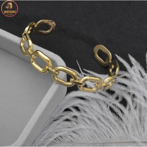 Akizoom Stainless Steel Fashion Bracelet Adjustable Gold Color Wholesale for Women Lover Birthday Gift Jewelry Freeshipping