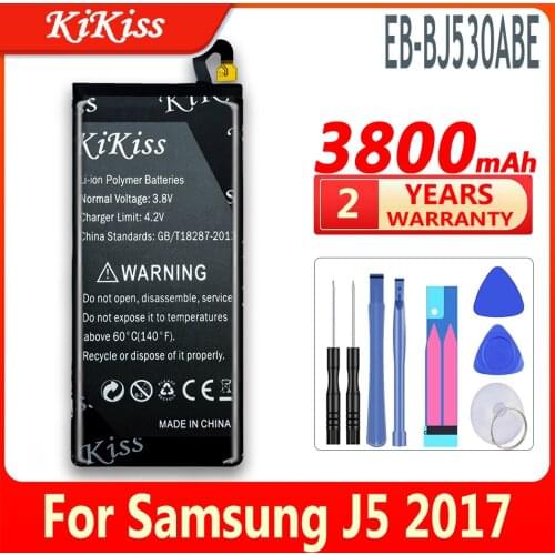 KiKiss 3800mAh Big Power Phone Battery For Samsung Galaxy J5 Pro 2017 J530 Battery Replacement High Quality EB-BJ530ABE + Tools