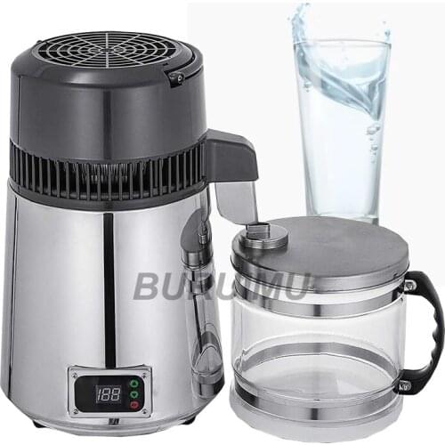 4L 750W Water Distiller Stainless Steel Inner Adjustable Temperature Digital Control Distilled Purified for Home Kitchen