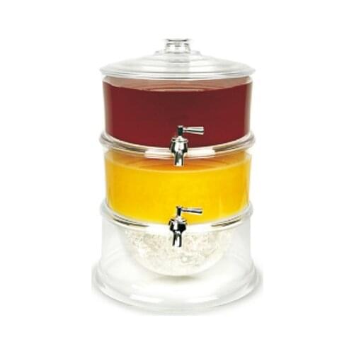2 Layers Drinking Juice Dispenser with Separate Water Tank 2 Taps Juice Cold Drink Beverage Dispenser Lemonade Cooler Holder