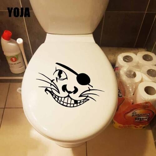 YOJA 23.4X13.9CM Pirate Cat Wall Sticker Art Decor Mural Kids Room Cartoon Toilet Decal T5-0221