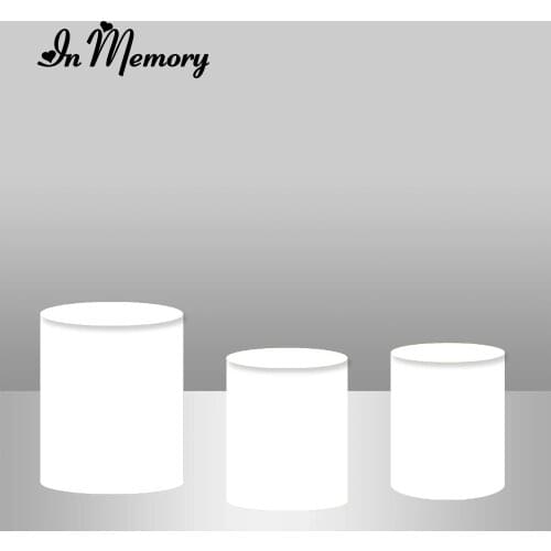 InMemory Solid White Polyester Cylinder Plinth Cover Elastic Customized
