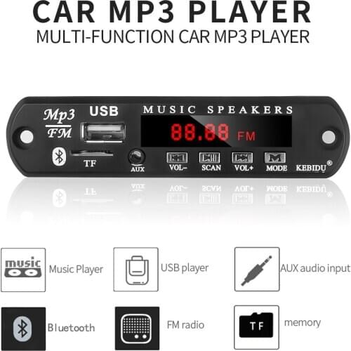 Kebidu MP3 Wireless WMA Decoder Board Audio Module Bluetooth USB TF Radio 5V 12V Mp3 Player Remote Control For Car Accessories