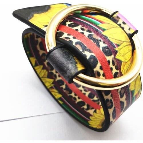 Leopard Sunflower Summer Beach Jewelry Leather Design Women Bracelets Fashion Girl Flower Bangle Female Pineapple Fruit Jewelry