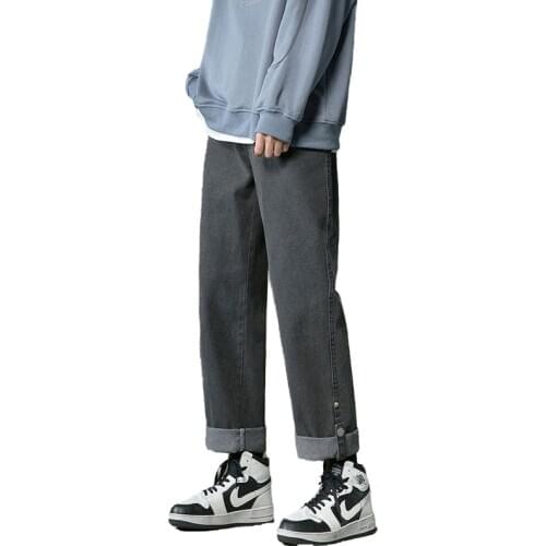 Fashion Baggy Black Jeans Men With Thick Buttons In Autumn And Winter Cheap Clothes China Hot Sale