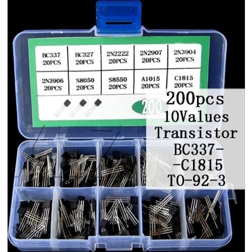 Transistor Kit box Set BC327 BC337 BC517 BC547 BC548 BC549 BC550 BC556 BC557 BC558 diode Assort Mix Pack 10Values * 20pc=200pcs