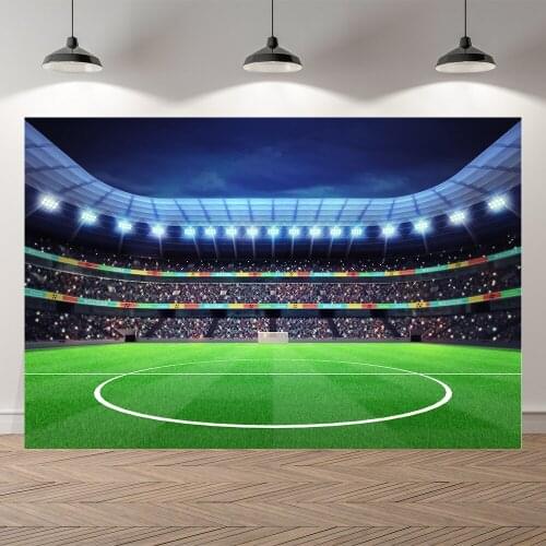 Neoback Sports Soccer Field Stadium Grassland Baby Customized Birthday Boy Backdrop Vinyl Photography Background Photo Studio