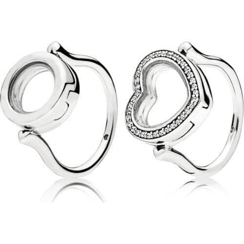 New 925 Sterling Silver Ring Love Signature Floating Glass Accessory Box Suitable For Original Female Wedding Ring Gift Jewelry