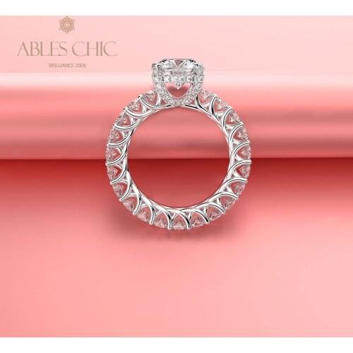 Sterling Silver Full Band Lab Diamonds Engagement Bridal Ring Refined Craftsmanship 5A Zircon Wedding Iconic Rings S2R1S2R0789