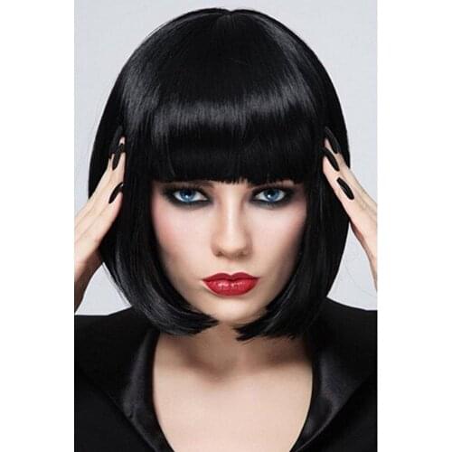 Uenel 12'' Green Bob Hair Wig with Bang Natural Fashion Synthetic Full Wig Cute Colored Wigs for Patrick Day Daily Party Cosplay