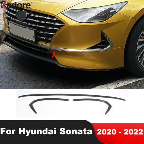 For Hyundai Sonata 2020 2021 Carbon Fiber Front Bumper Cover Trim Decorative Protector Trims Sticker Car Styling Accessories