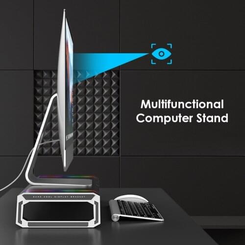 Universal Monitor Stand Riser RGB 4 USB3.0 Charging Desk Organizer Support Adjustable Desktop Computer Monitor Riser