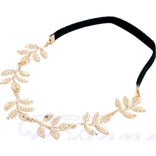 Greek Goddess Peace Angel Golden Olive Leaves Elastic Hair Band Headband Vintage