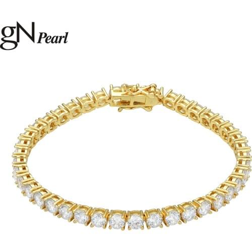 GN Pearl Luxury Style Wedding Jewelry Shiny Zircon Women Gold Color Chain Bracelet Girl Birthday Gift