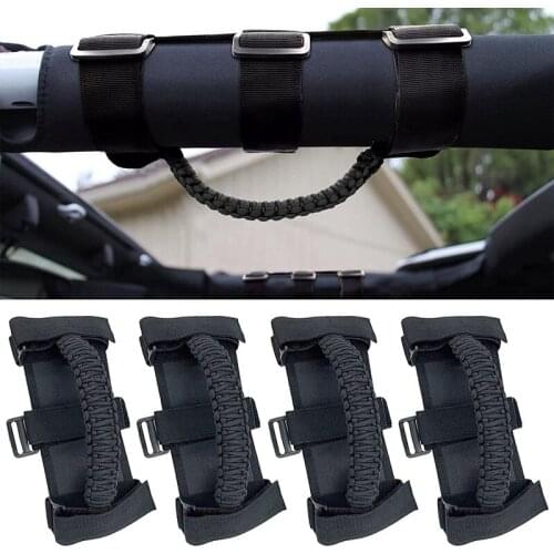 NEW-4Pcs/Pack Roll Bar Paracord Grab Handles Grip Handles for Jeep Wrangler JK TJ JL CJ YJ 1985-2021 JT UTV ATV