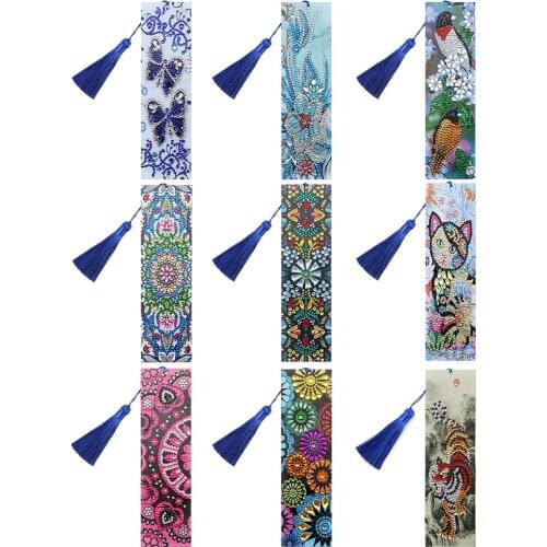 DIY Butterfly Special Shaped Diamond Painting Leather Bookmark with Tassel Embroidery Diamond Craft Valentines Day Gift
