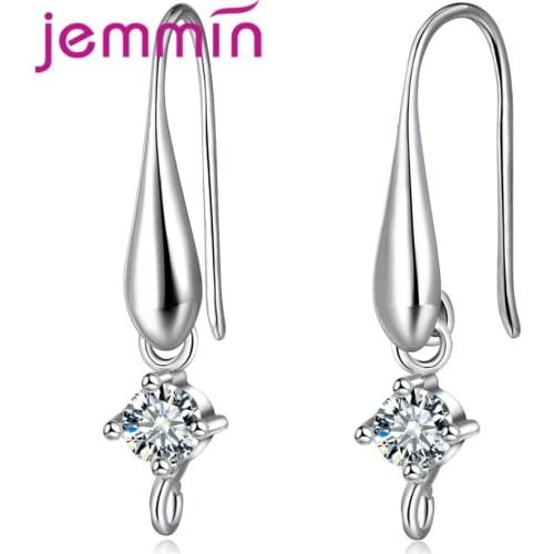 Hot Sell 925 Sterling Silver Jewelry Fashion DIY Earrings Claspe with Round CZ Crystal for Women Beautiful Earrings Make